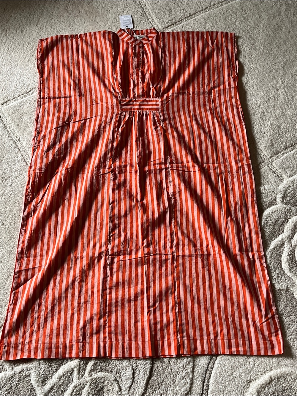 INK AND ALLOY Margot Striped Kaftan In Coral And Blush - Picture 3 of 9